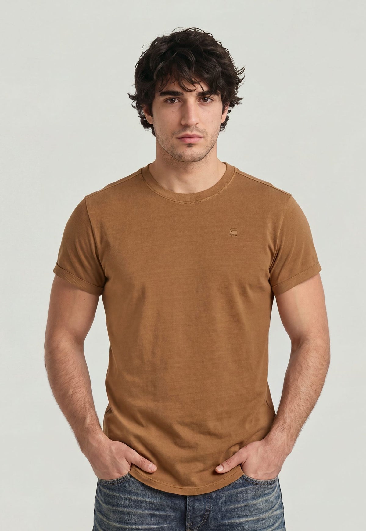 Light Gray טי שירט קצרה לגברים G-Star Lash T-Shirt #1202 G STAR