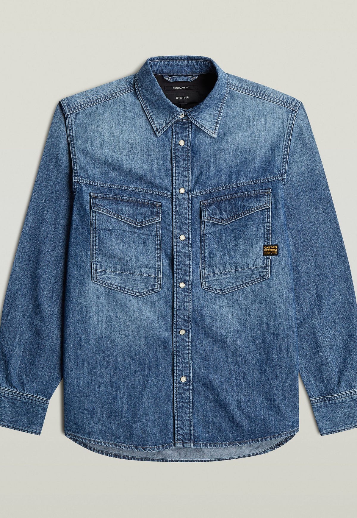 Dark Slate Blue חולצה מכופתרת ארוכה לגברים G-Star Dakota Regular Shirt G STAR