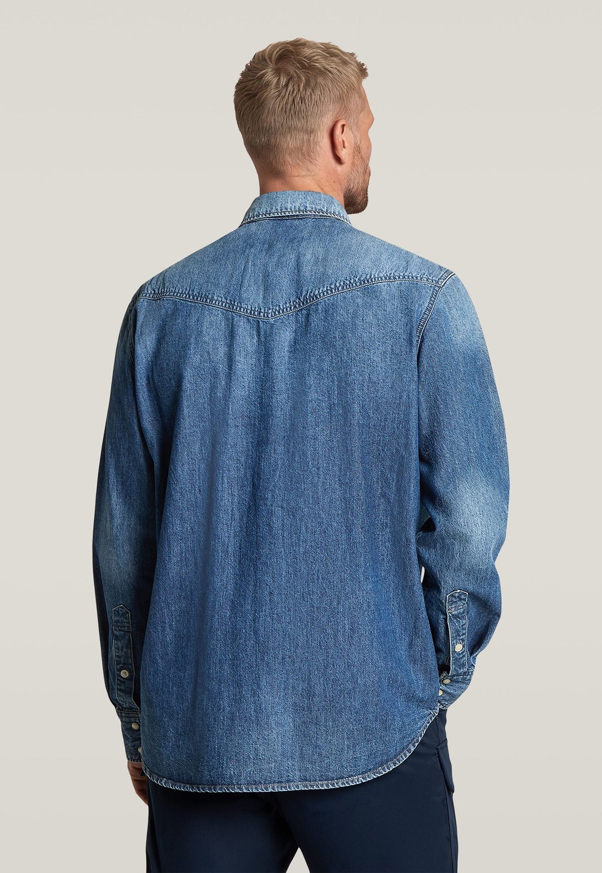 Dark Slate Blue חולצה מכופתרת ארוכה לגברים G-Star Dakota Regular Shirt G STAR