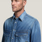 Light Gray חולצה מכופתרת ארוכה לגברים G-Star Dakota Regular Shirt G STAR