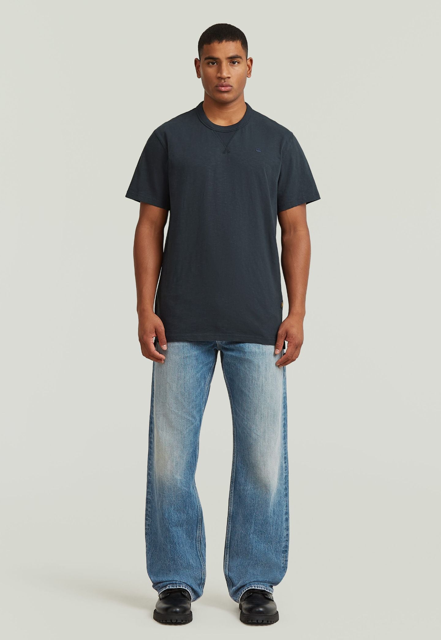 Light Gray טי שירט קצרה לגברים Nifous G STAR