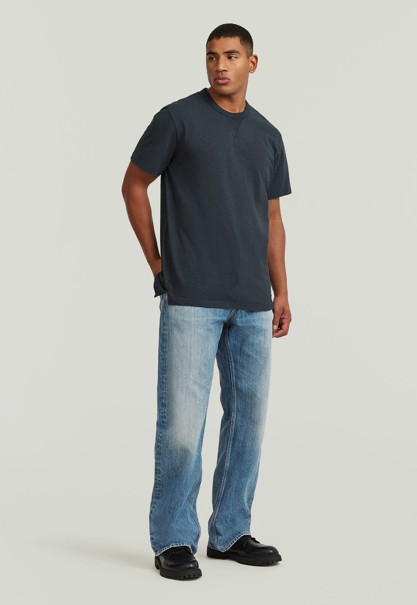 Light Gray טי שירט קצרה לגברים Nifous G STAR