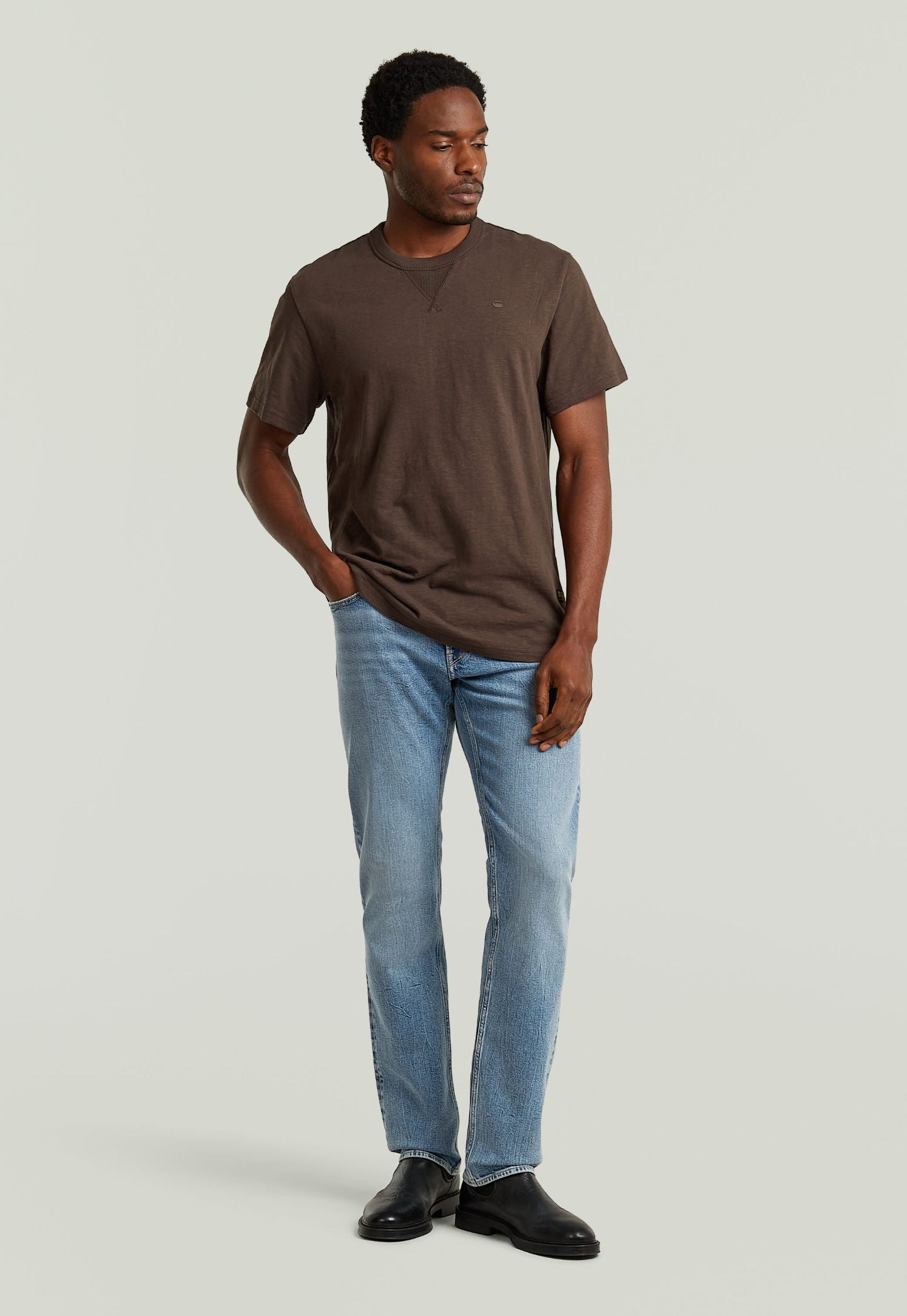 Light Gray טי שירט קצרה לגברים Nifous G STAR