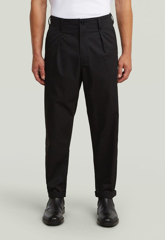 Black מכנסיים ארוכים לגברים Pleated Chino G STAR