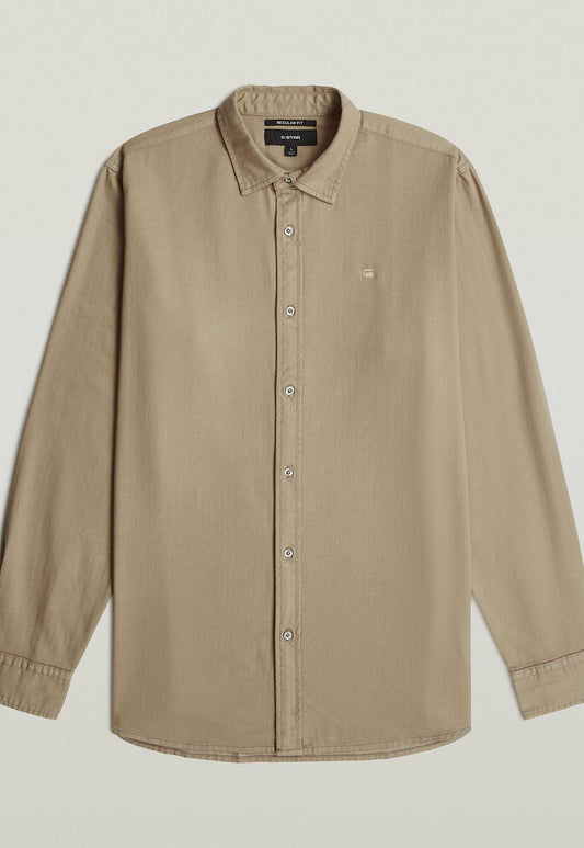 Rosy Brown חולצה מכופתרת ארוכה לגברים Clean Regular Shirt G STAR