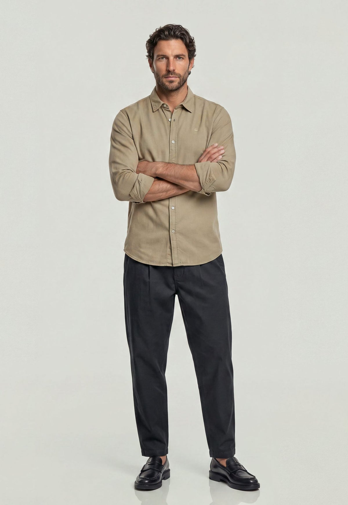 Light Gray חולצה מכופתרת ארוכה לגברים Clean Regular Shirt G STAR