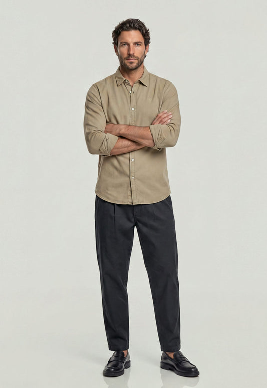 Light Gray חולצה מכופתרת ארוכה לגברים Clean Regular Shirt G STAR
