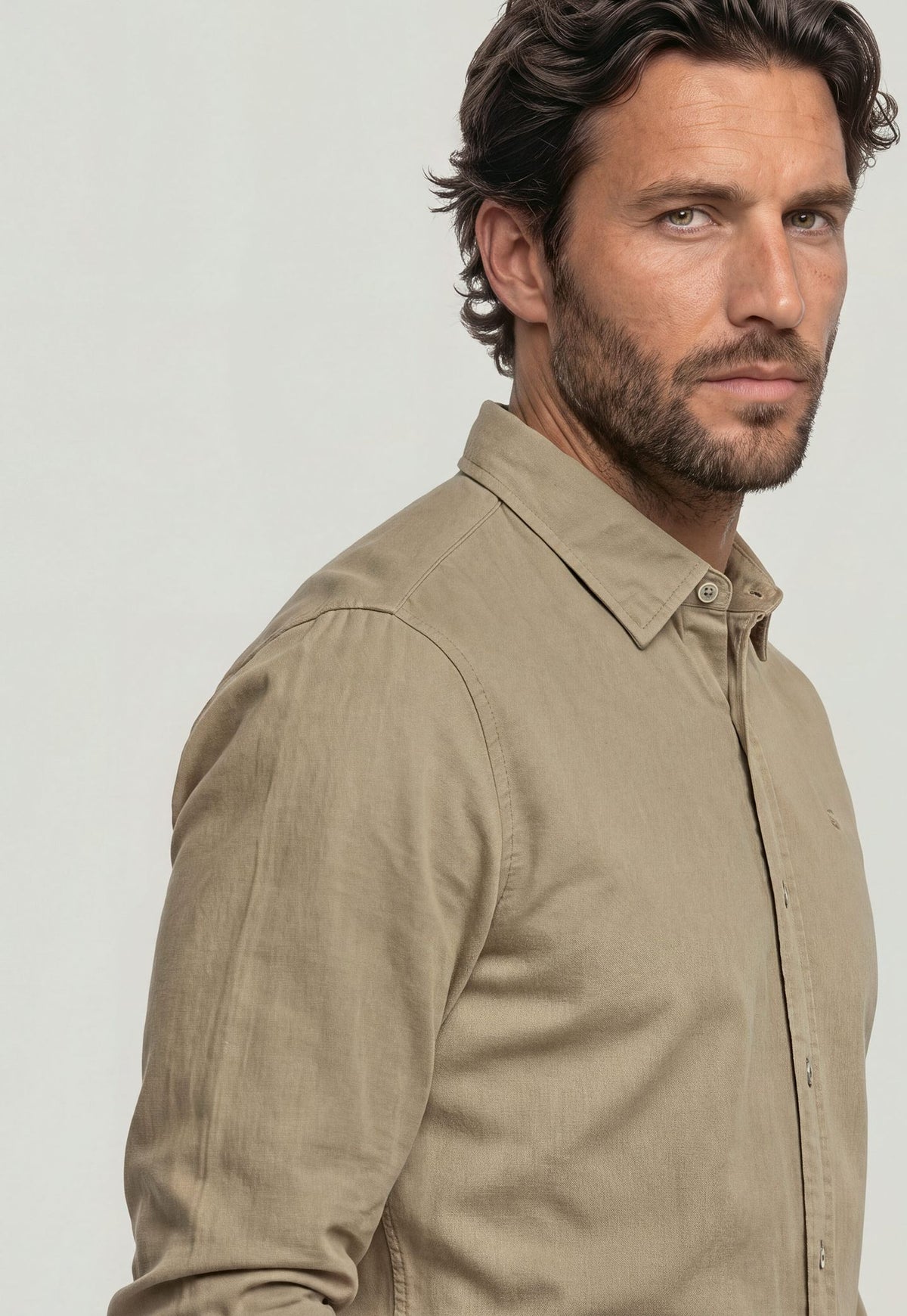 Light Gray חולצה מכופתרת ארוכה לגברים Clean Regular Shirt G STAR