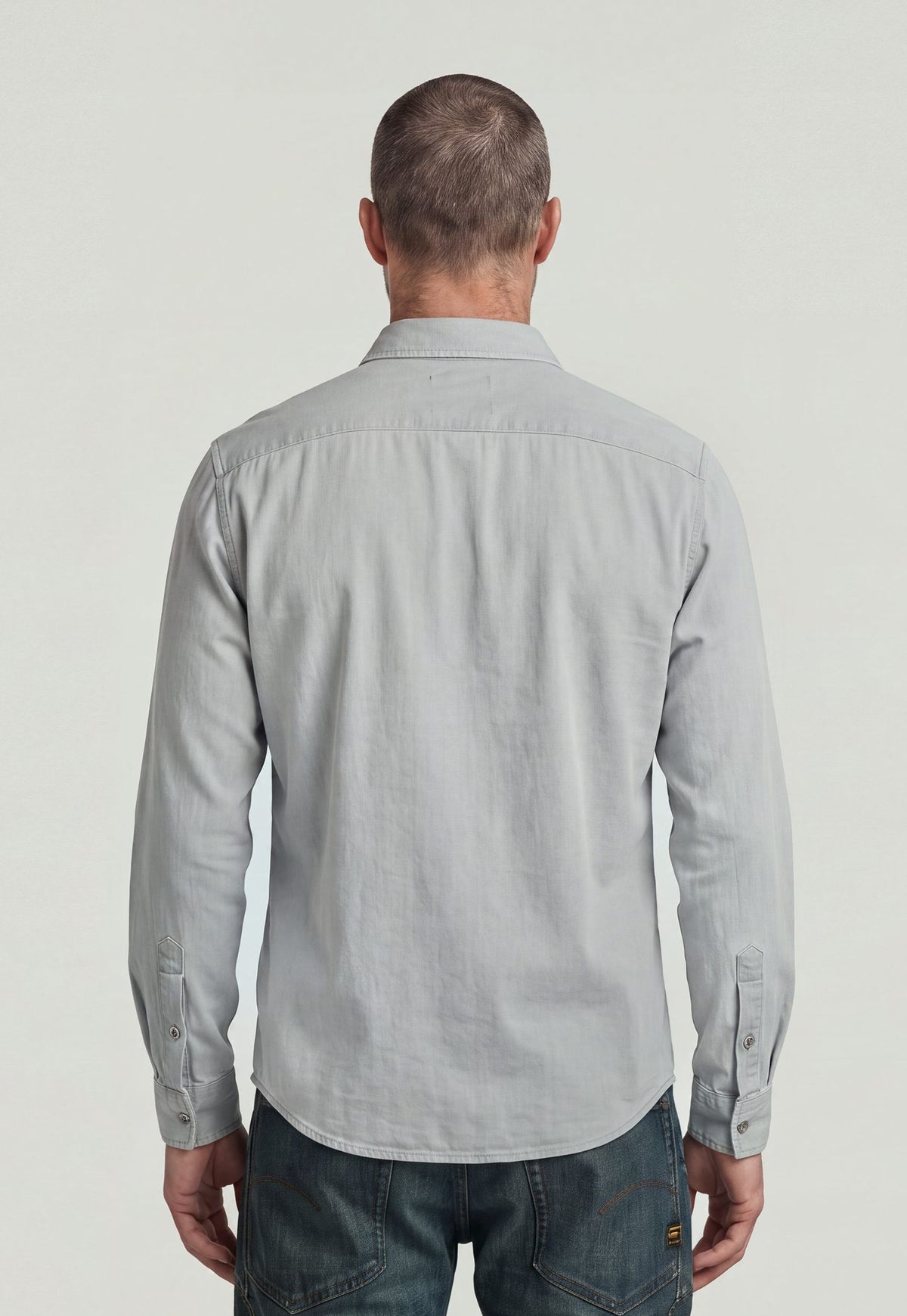 Light Gray חולצה מכופתרת ארוכה לגברים Clean Regular Shirt G STAR