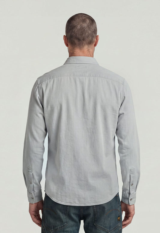 Light Gray חולצה מכופתרת ארוכה לגברים Clean Regular Shirt G STAR