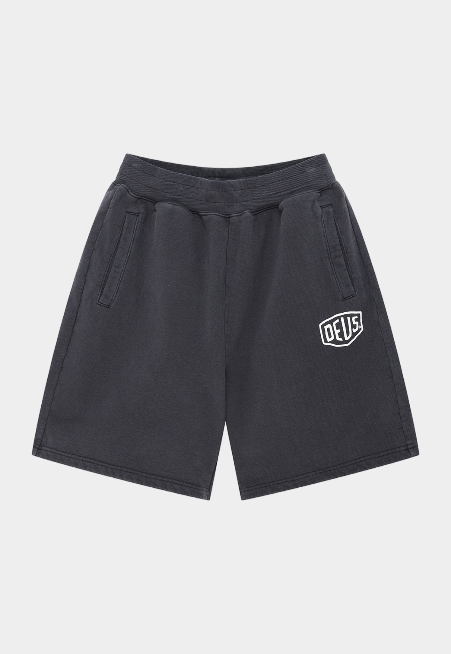 Dark Slate Gray מכנסי שורטס פוטר לגברים Shield Garment Dyed Track Short Black DEUS EX MACHINA
