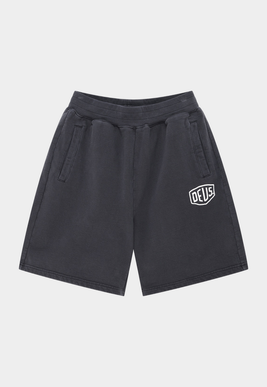 Dark Slate Gray מכנסי שורטס פוטר לגברים Shield Garment Dyed Track Short Black DEUS EX MACHINA