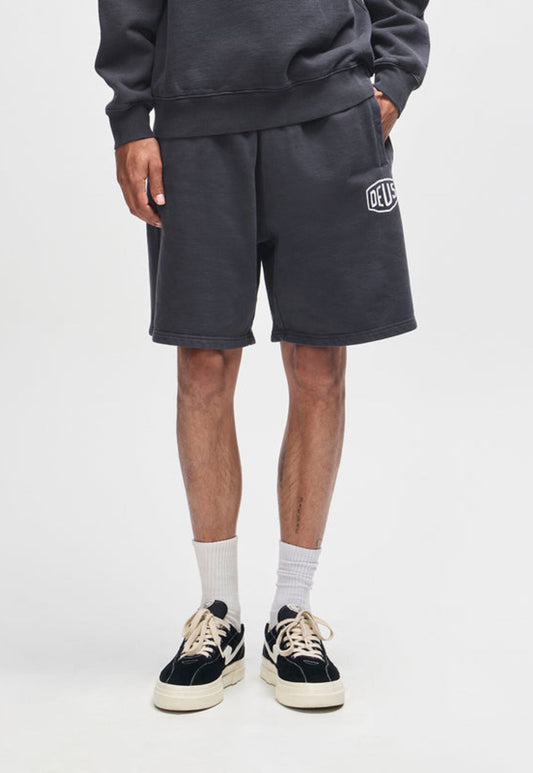 Lavender מכנסי שורטס פוטר לגברים Shield Garment Dyed Track Short Black DEUS EX MACHINA