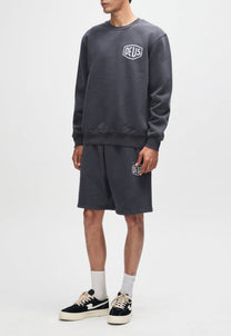 Lavender מכנסי שורטס פוטר לגברים Shield Garment Dyed Track Short Black DEUS EX MACHINA
