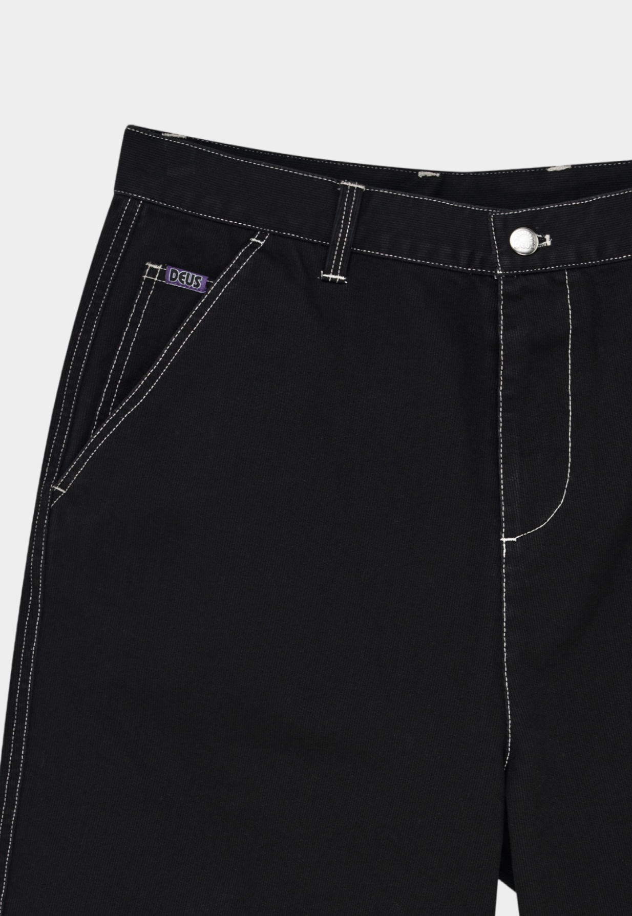 Black מכנסי שורטס אריג לגברים Stringer Walk Short Anthracite DEUS EX MACHINA