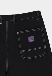 Black מכנסי שורטס אריג לגברים Stringer Walk Short Anthracite DEUS EX MACHINA
