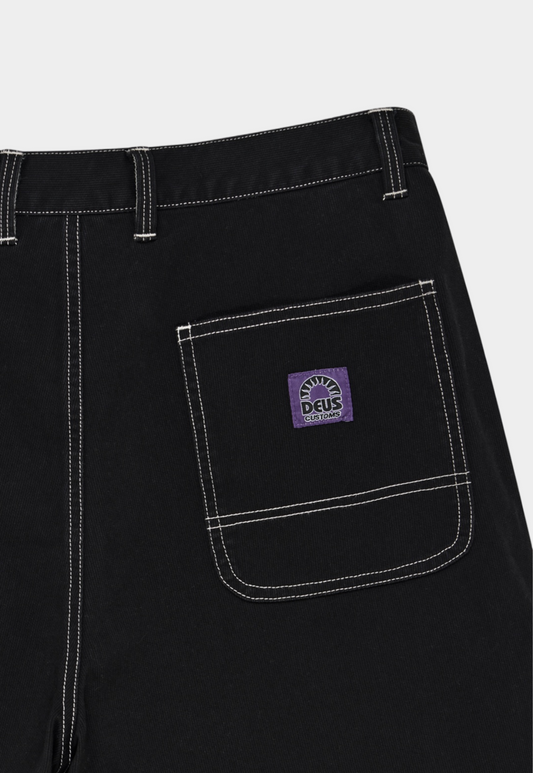 Black מכנסי שורטס אריג לגברים Stringer Walk Short Anthracite DEUS EX MACHINA