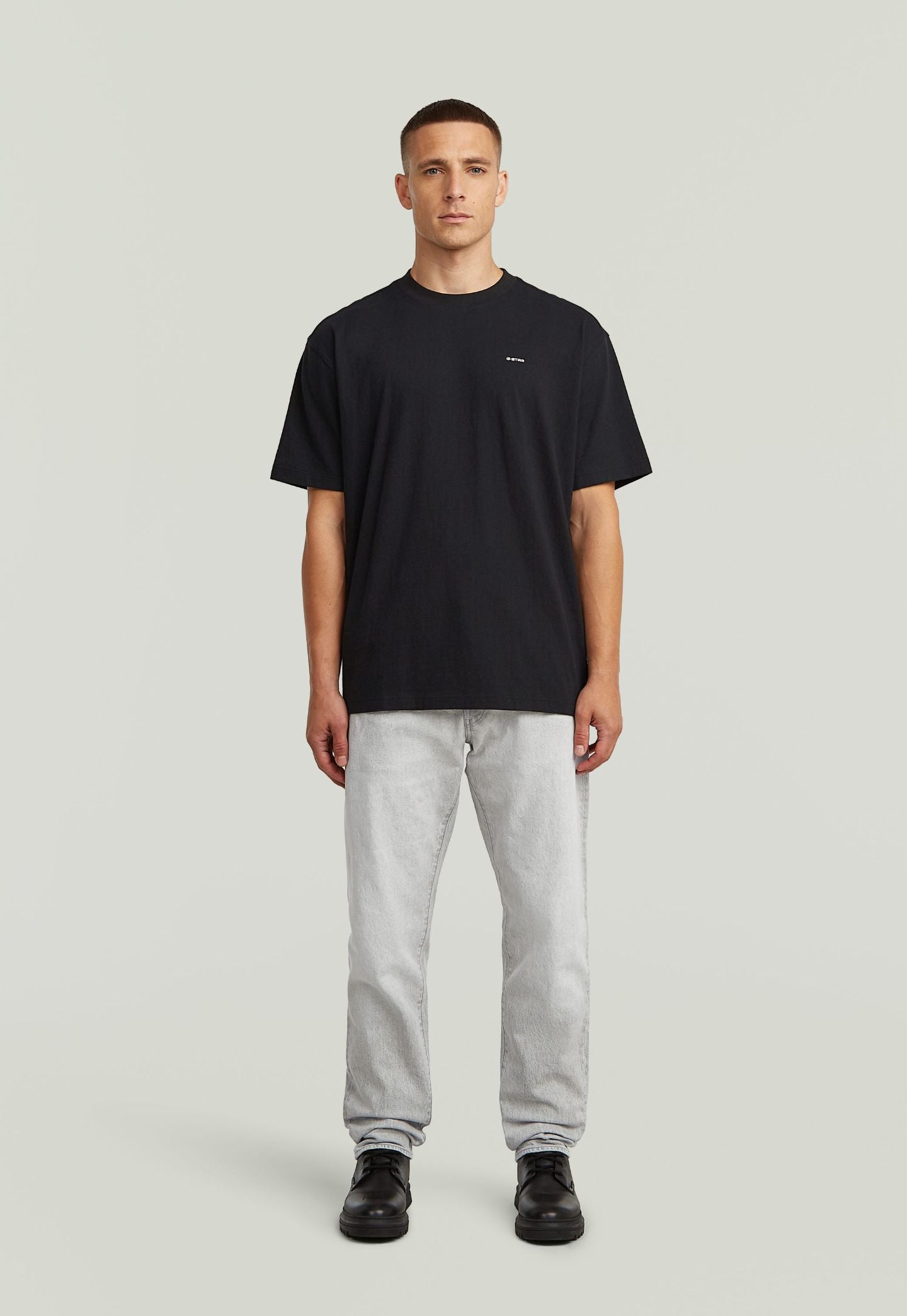Light Gray טי שירט קצרה לגברים Relaxed Base G STAR