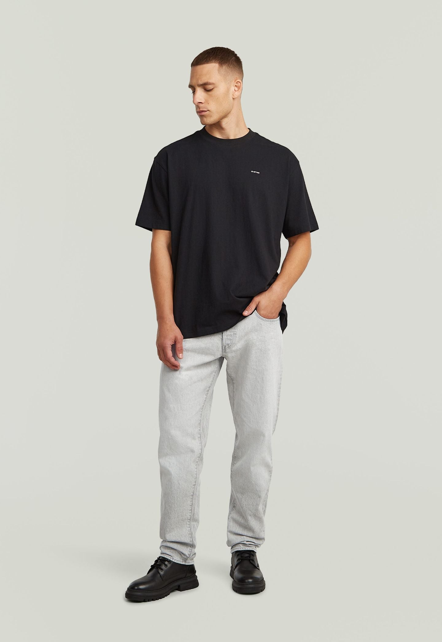 Light Gray טי שירט קצרה לגברים Relaxed Base G STAR