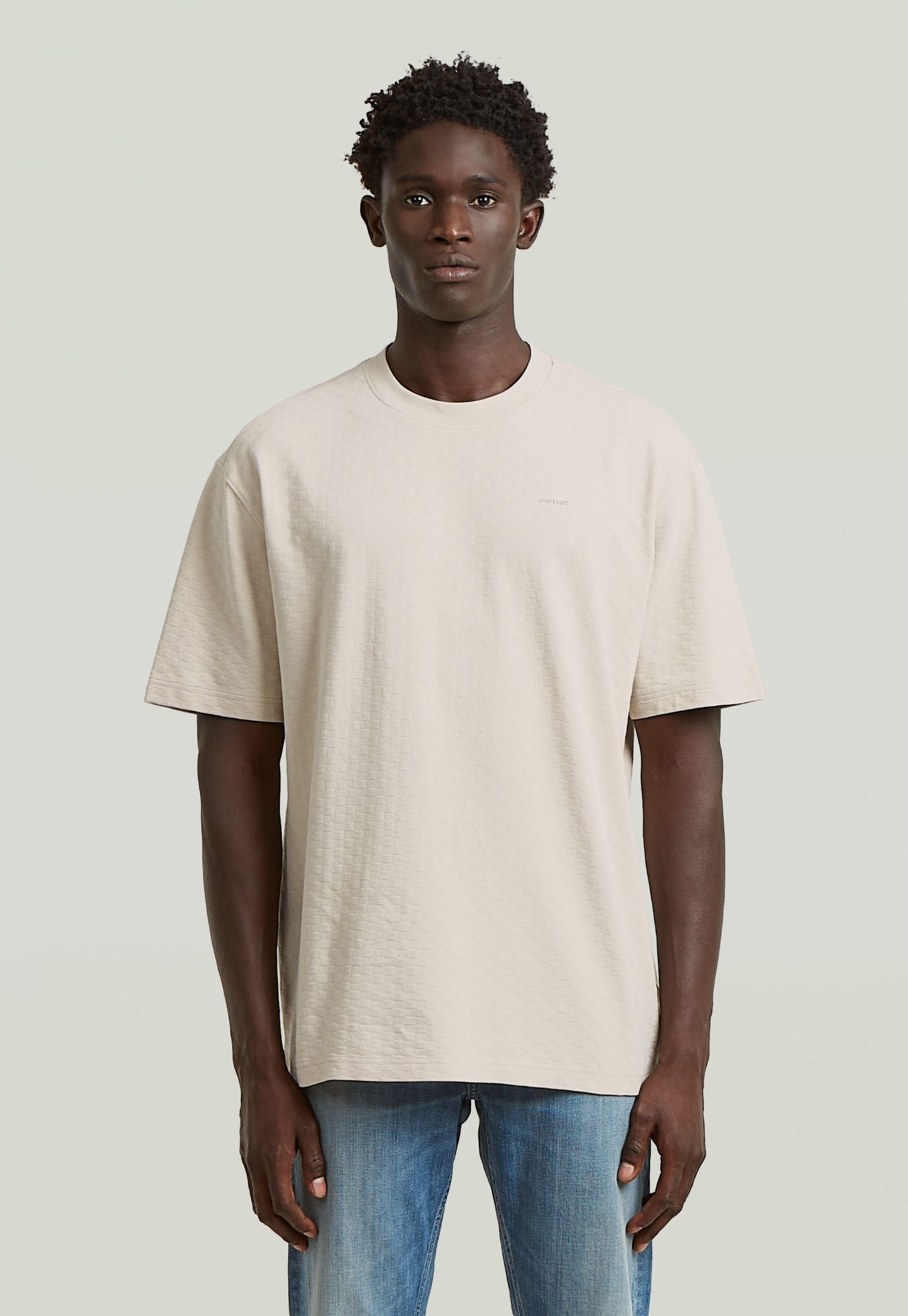 Light Gray טי שירט קצרה לגברים Structured Relaxed Base G STAR