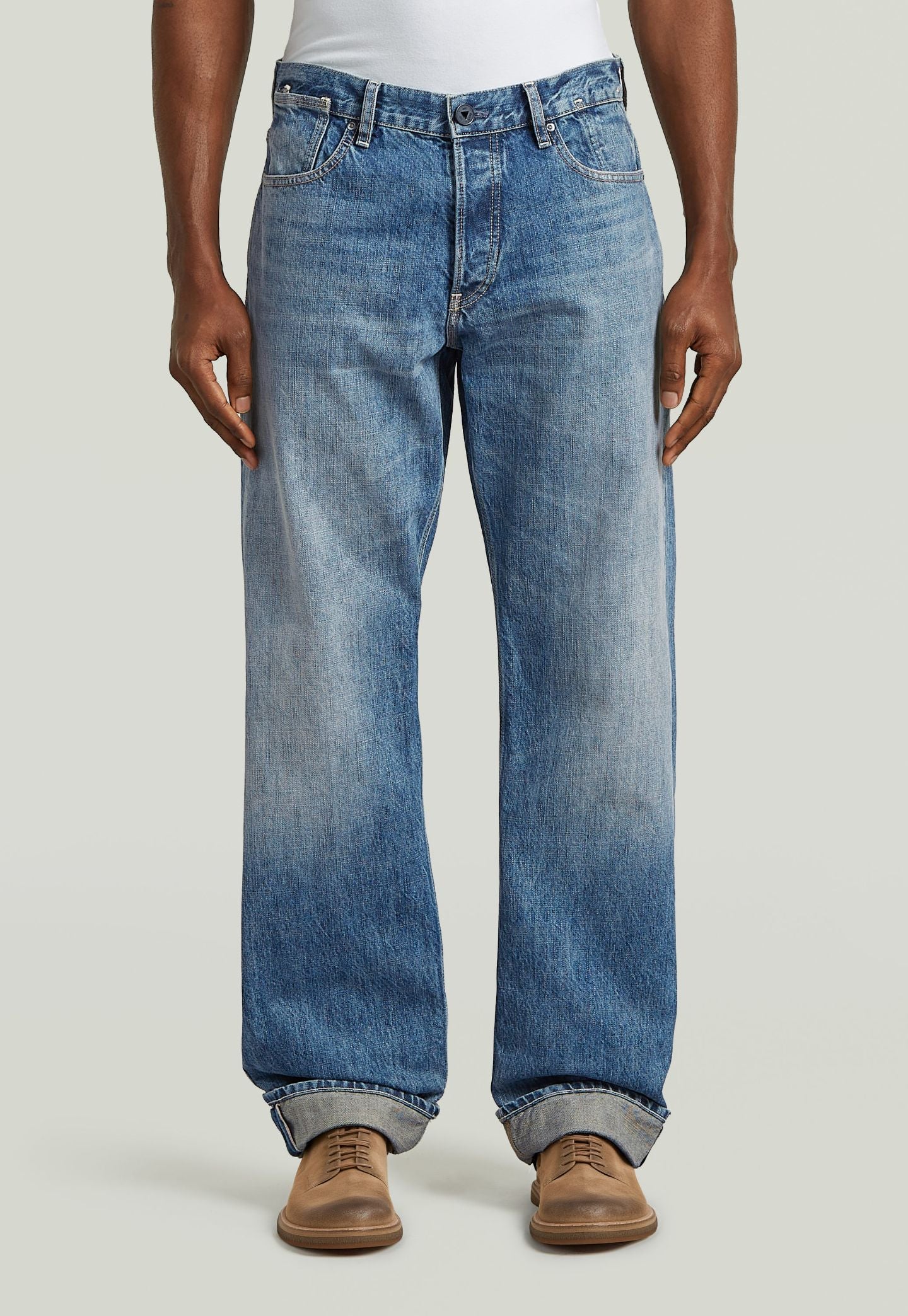 Light Gray ג'ינס ארוך לגברים Deeggie - Straight Fit G STAR