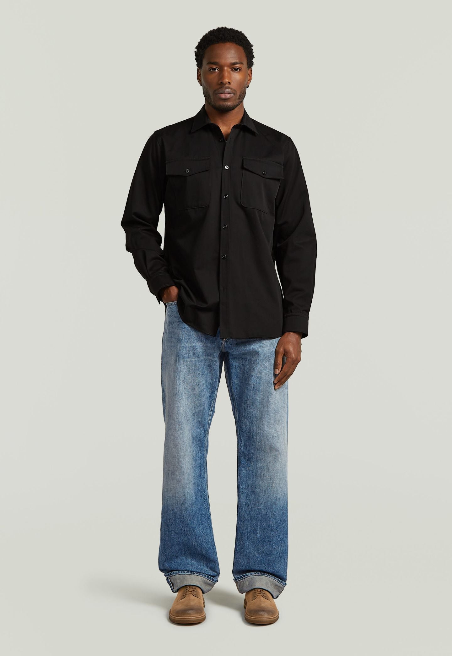 Light Gray ג'ינס ארוך לגברים Deeggie - Straight Fit G STAR