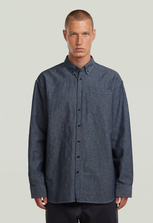 Dark Slate Gray חולצה מכופתרת ארוכה לגברים G-S011 Oxford G STAR