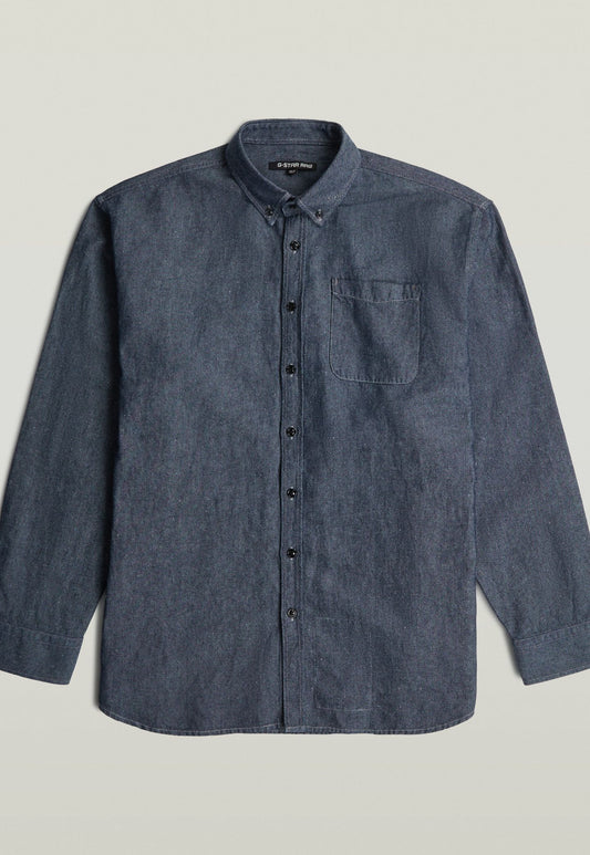 Dark Slate Gray חולצה מכופתרת ארוכה לגברים G-S011 Oxford G STAR