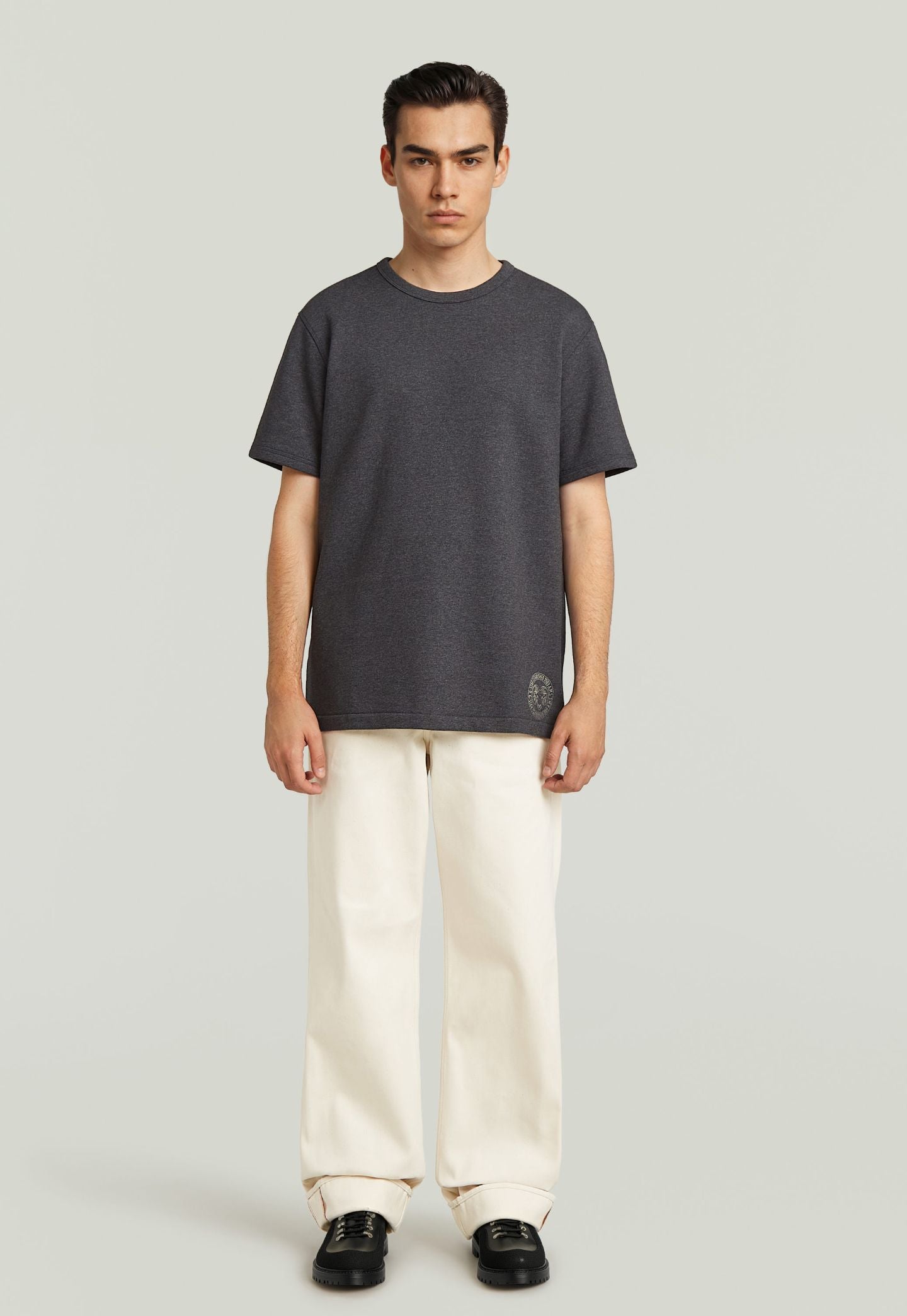 Light Gray טי שירט קצרה לגברים G-S014 G STAR