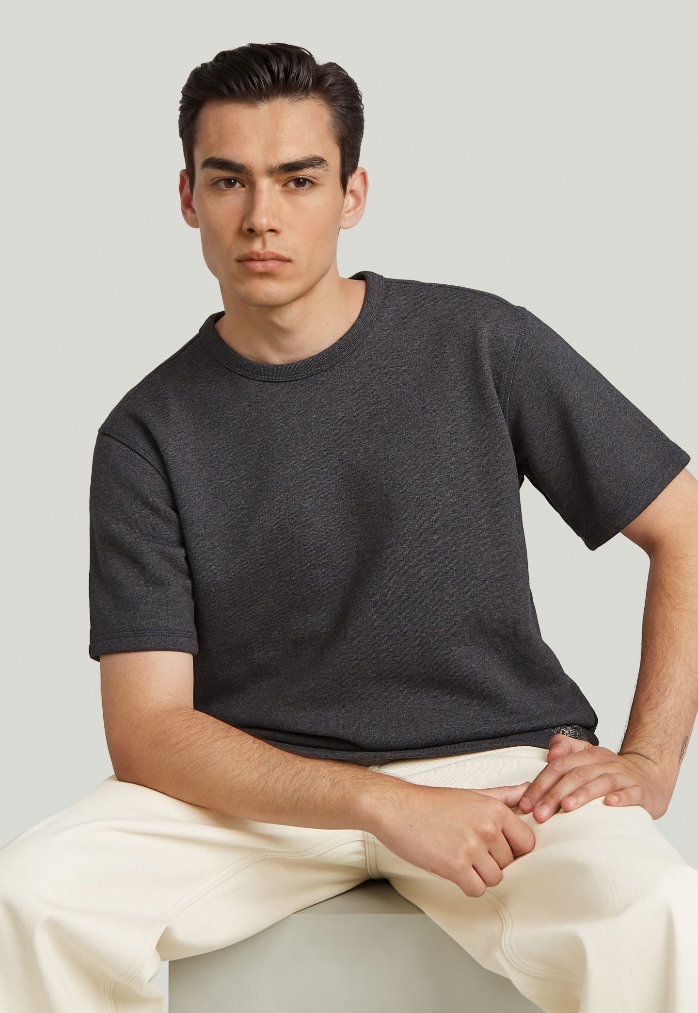 Light Gray טי שירט קצרה לגברים G-S014 G STAR