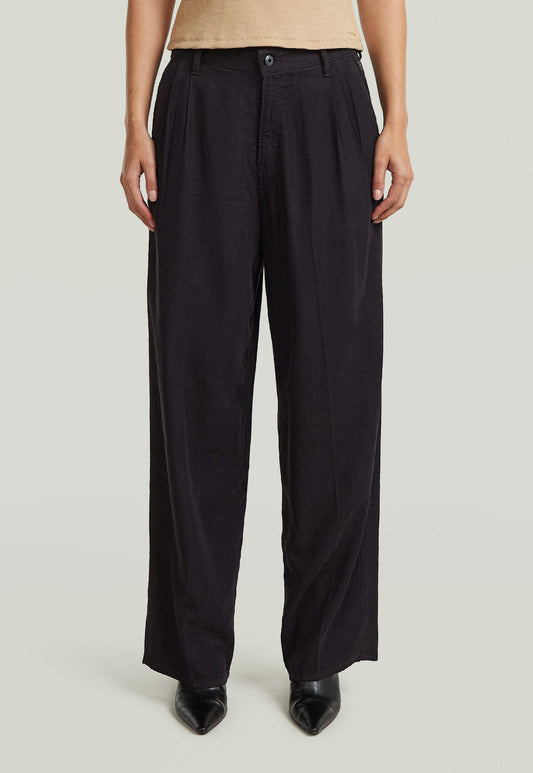 Black מכנסיים ארוכים לנשים Pleated Chino G STAR