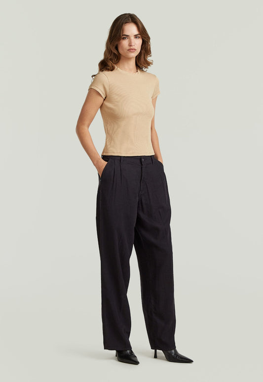 Light Gray מכנסיים ארוכים לנשים Pleated Chino G STAR