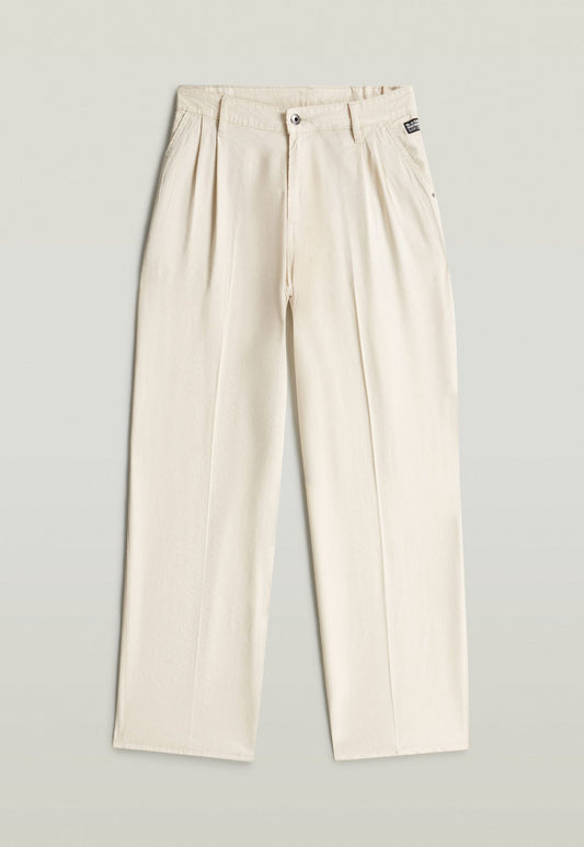 Antique White מכנסיים ארוכים לנשים Pleated Chino G STAR