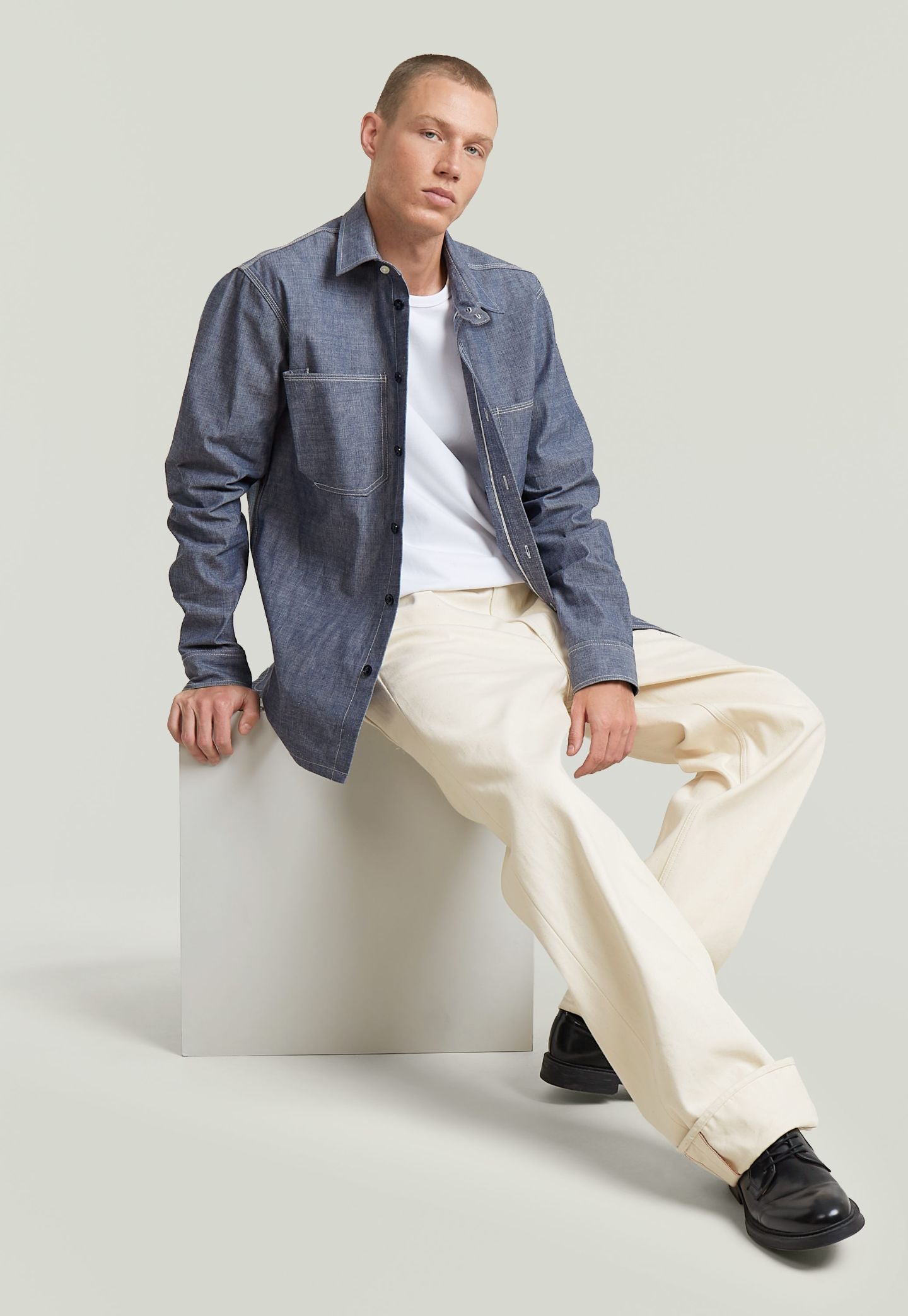 Light Gray ג'ינס ארוך לגברים Modson Chino - Straight Fit G STAR