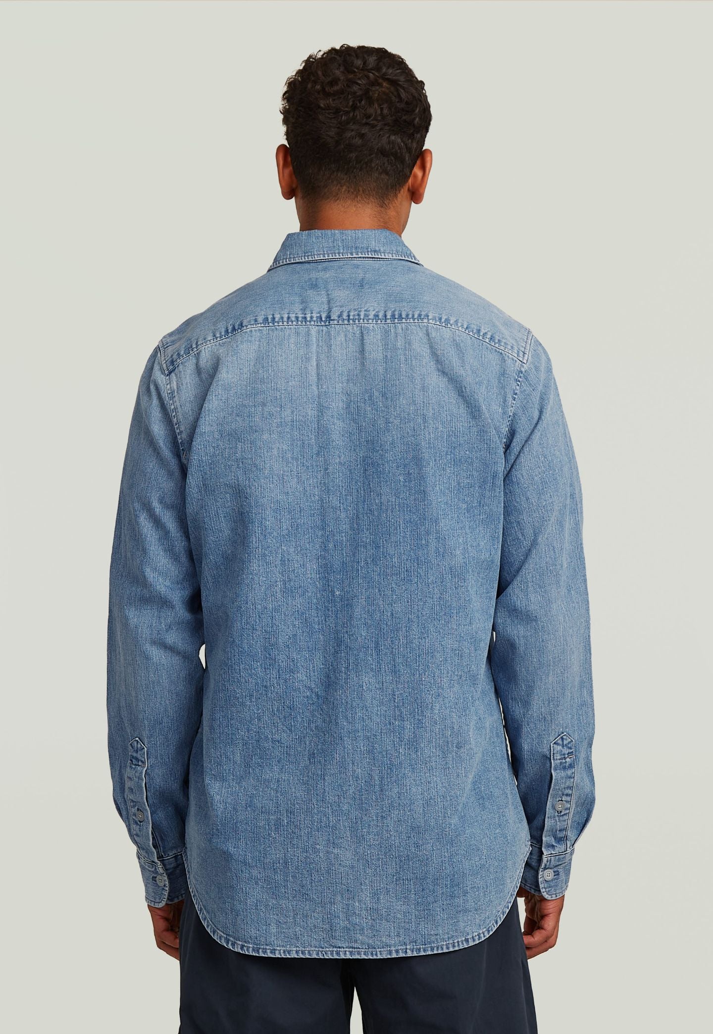 Light Gray חולצת ג'ינס ארוכה לגברים Marine Denim G STAR