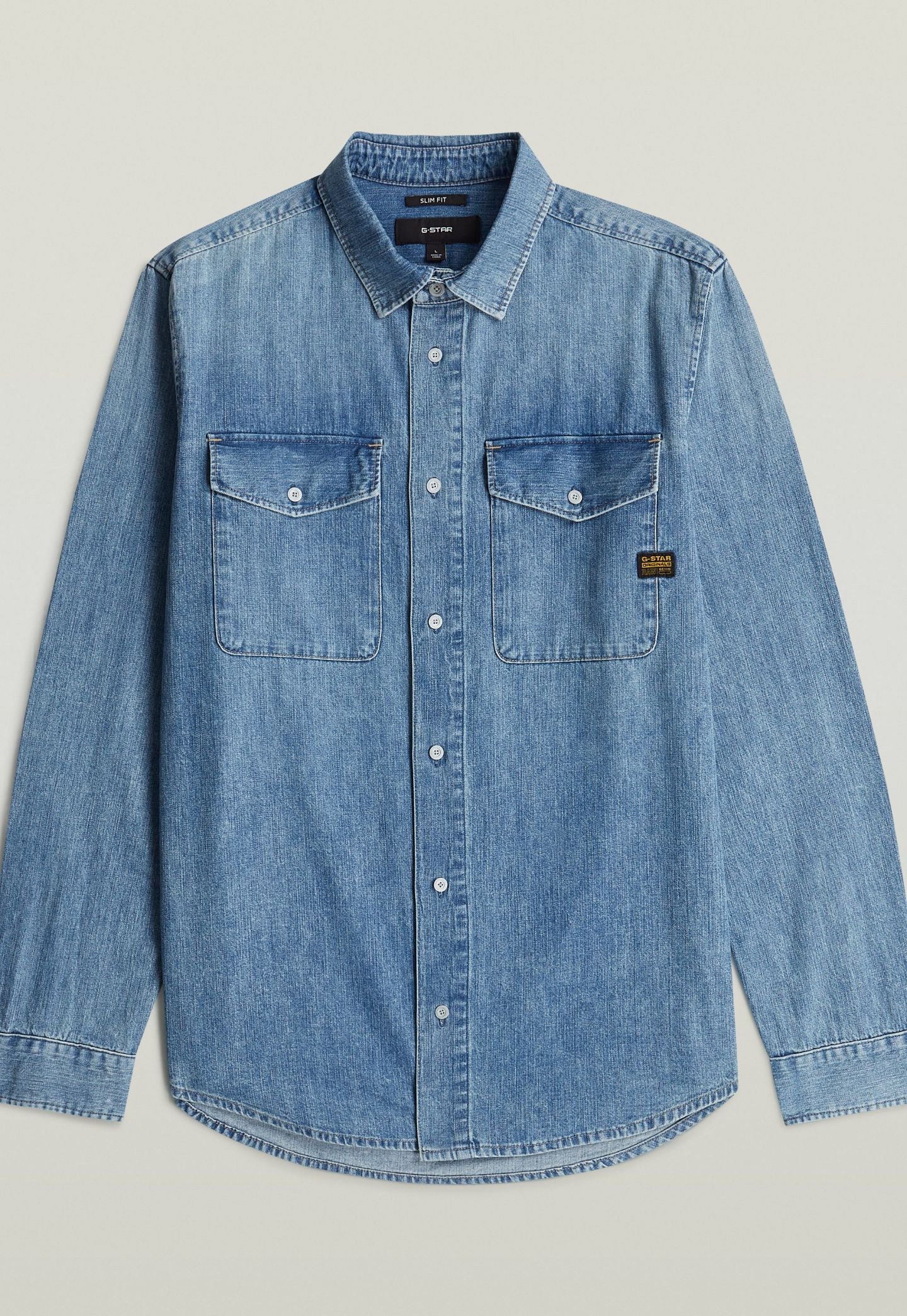 Slate Gray חולצת ג'ינס ארוכה לגברים Marine Denim G STAR