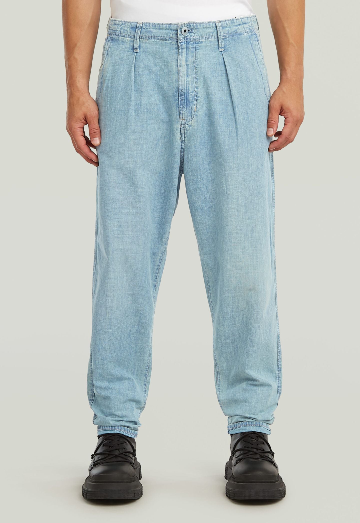 Light Gray ג'ינס ארוך לגברים Pleated Chino - Relaxed Fit G STAR