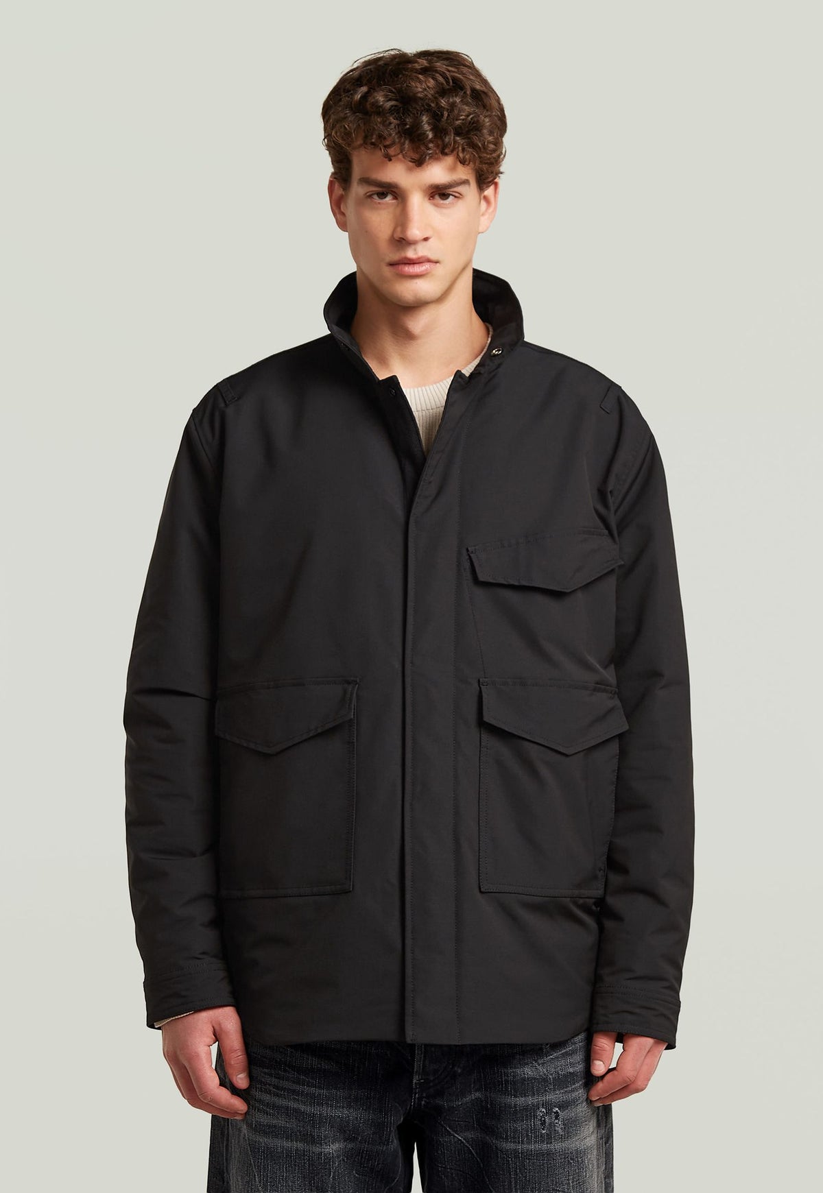 Dark Slate Gray חולצה מכופתרת ארוכה לגברים Utility Padded Relaxed Overshirt G STAR