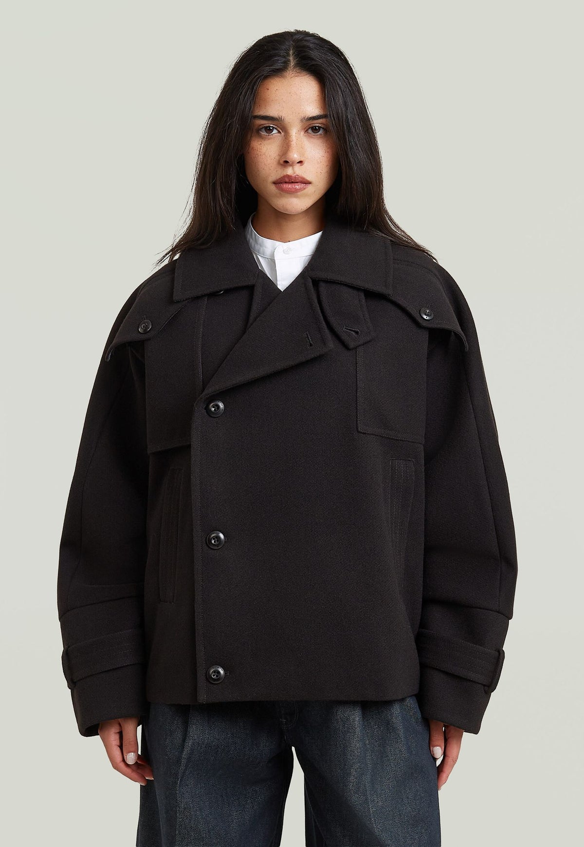 Black מעיל אופנה לנשים 4-Pocket Cape G STAR
