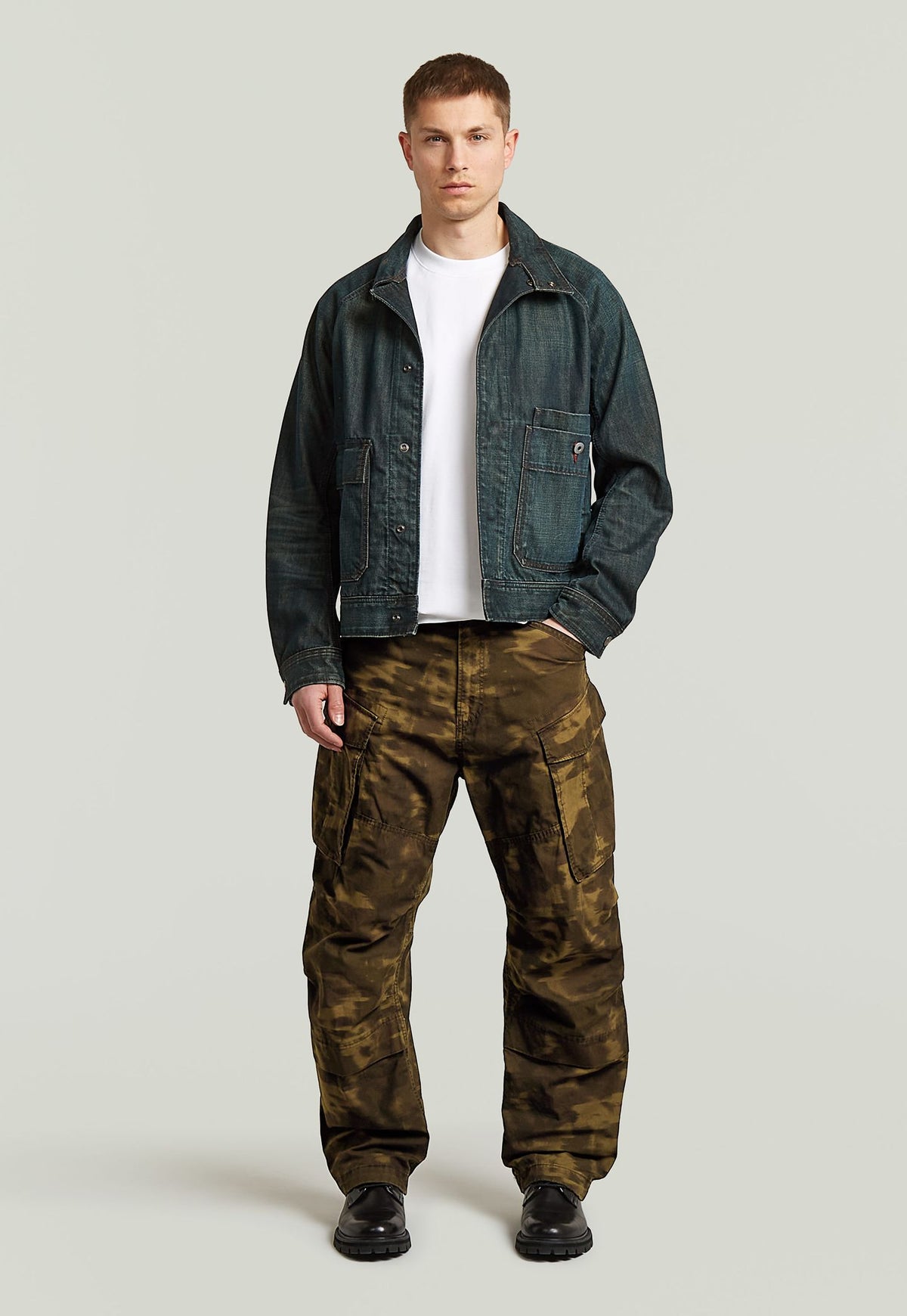 Light Gray מכנסיים ארוכים לגברים Rovic 3D – Relaxed Fit G STAR