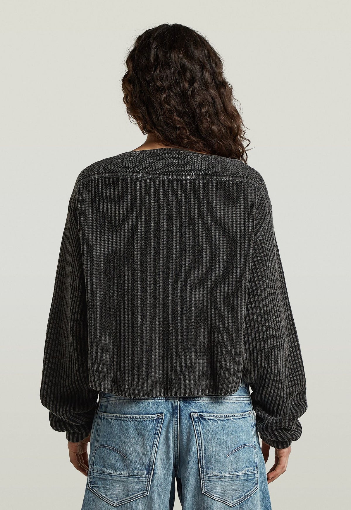 Dark Slate Gray סוודר לנשים Washed Open Neck Knit G STAR