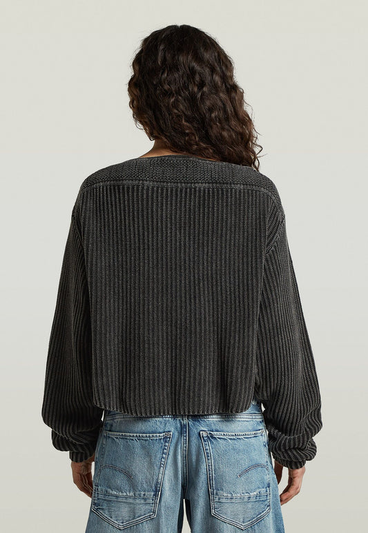 Dark Slate Gray סוודר לנשים Washed Open Neck Knit G STAR