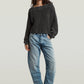 Light Gray סוודר לנשים Washed Open Neck Knit G STAR