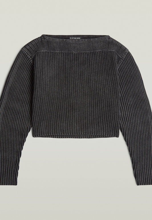 Dark Slate Gray סוודר לנשים Washed Open Neck Knit G STAR