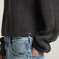 Dark Slate Gray סוודר לנשים Washed Open Neck Knit G STAR