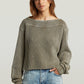 Light Gray סוודר לנשים Washed Open Neck Knit G STAR