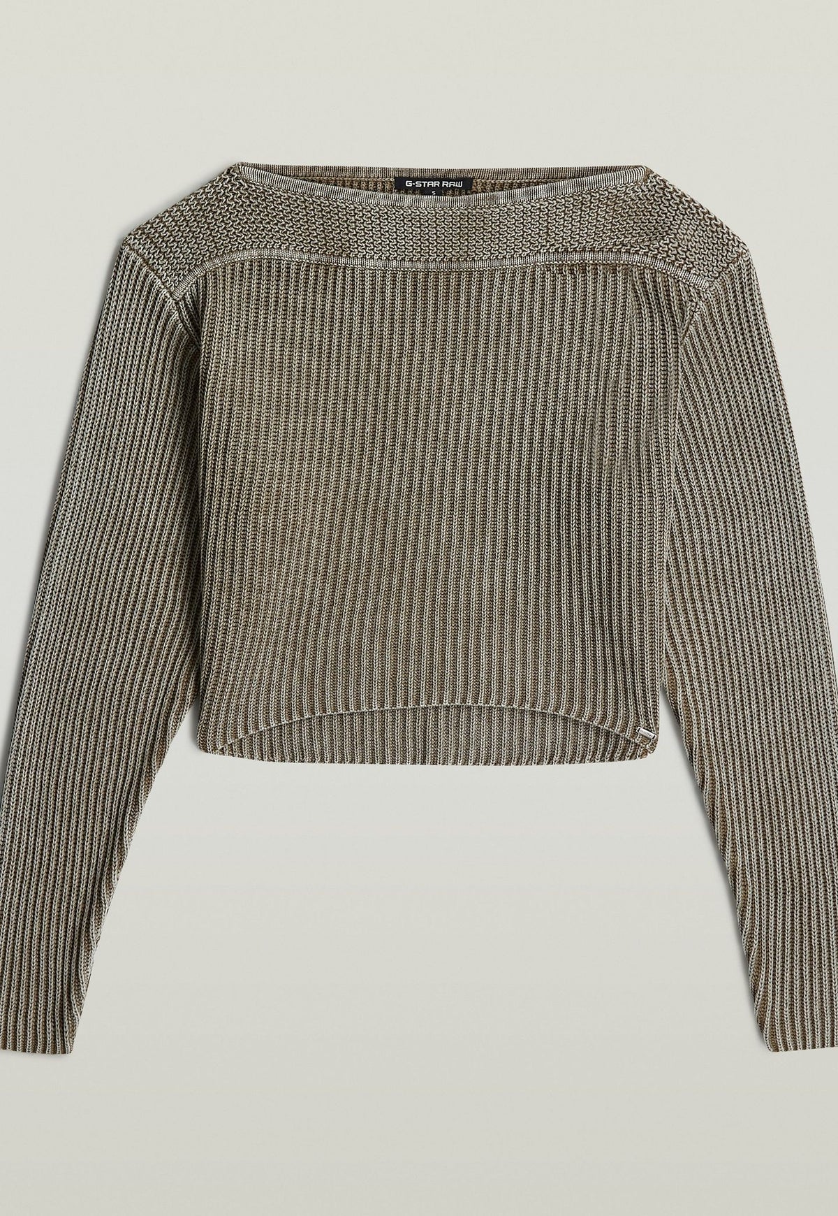 Dim Gray סוודר לנשים Washed Open Neck Knit G STAR