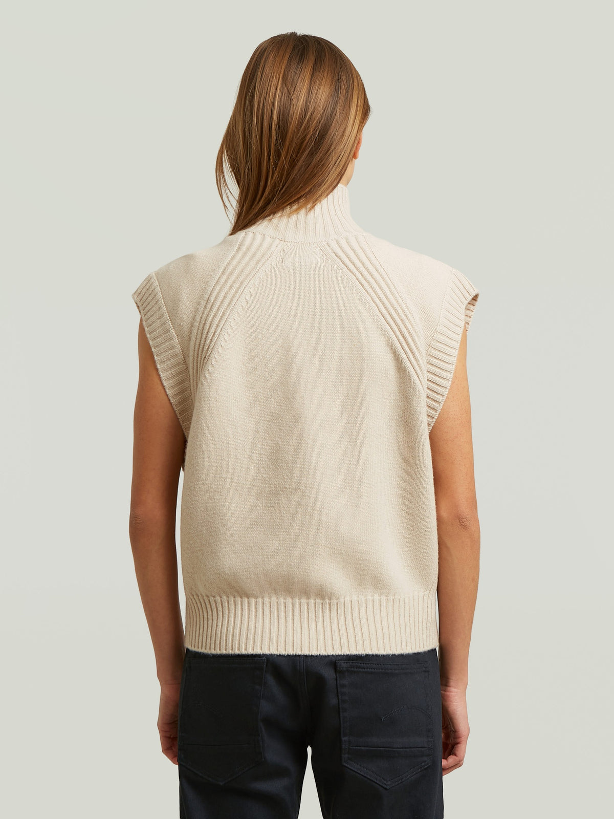 Light Gray סוודר לנשים Heavy Moto Zip Vest Knit G STAR