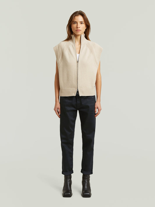 Light Gray סוודר לנשים Heavy Moto Zip Vest Knit G STAR