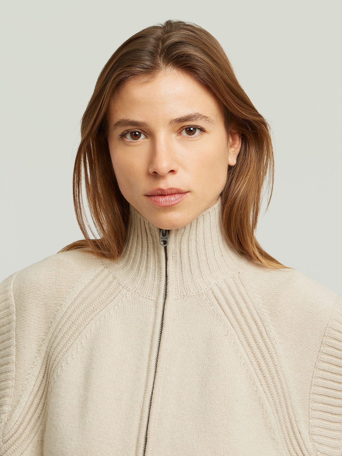Light Gray סוודר לנשים Heavy Moto Zip Vest Knit G STAR